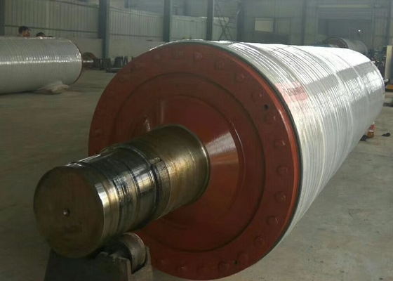 Rubber Or PU Covered Q345B Steel Felt Wire Leading Roller For Paper Machine